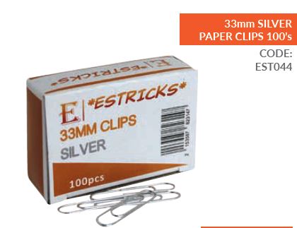 *ESTRICKS* 33mm SILVER PAPER CLIPS 100'S