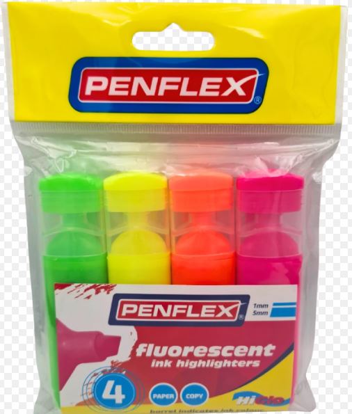 PENFLEX FLUORESCENT HIGHLIGHTERS- ASSORTED WALLET