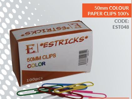 *ESTRICKS* 50mm COLOUR PAPER CLIPS 100'S