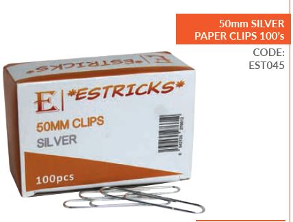 *ESTRICKS* 50mm SILVER PAPER CLIPS 100'S