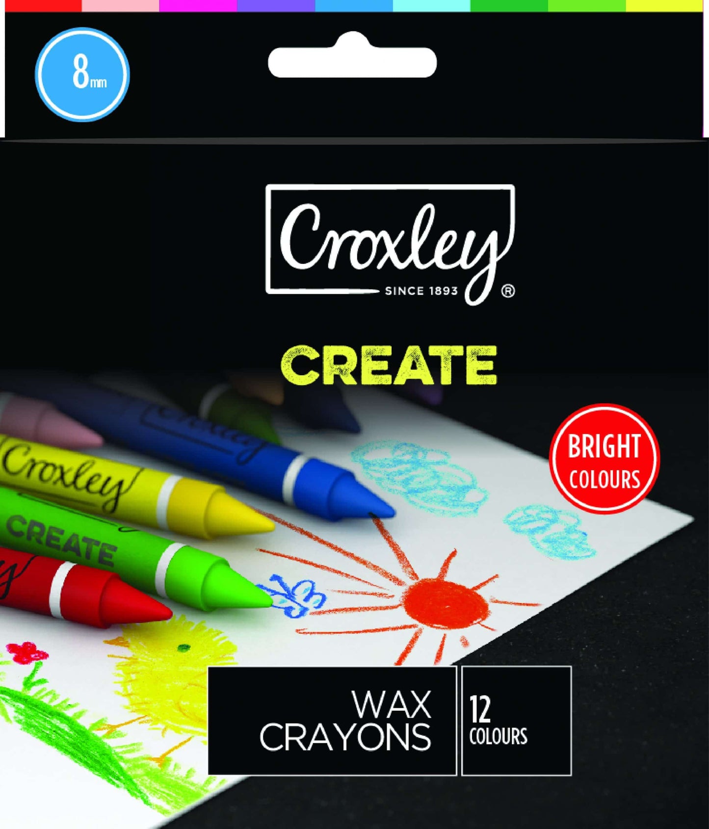 CROXLEY WAX CRAYONS 12'S #CRA1812 8MM