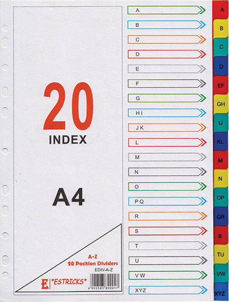 *ESTRICKS* A-Z 20POS PVC DIVIDERS