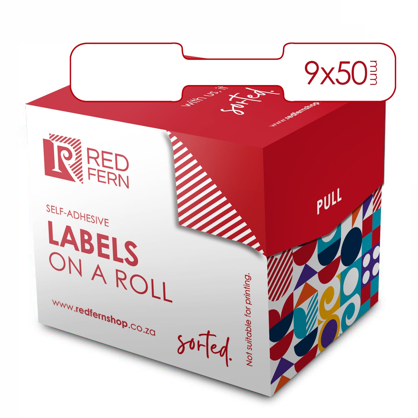 LABELS BOX WHITE 9X50mm REDFERN (420'S)