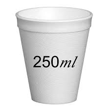 250ml WHITE POLYSTYRENE CUPS 25'S