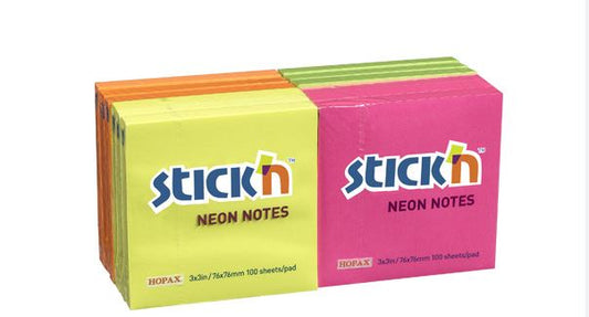 STICK'N NOTES REGULAR NEON COLORS