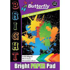 BUTTERFLY A3 BRIGHT PAPER PAD 50 SHEETS