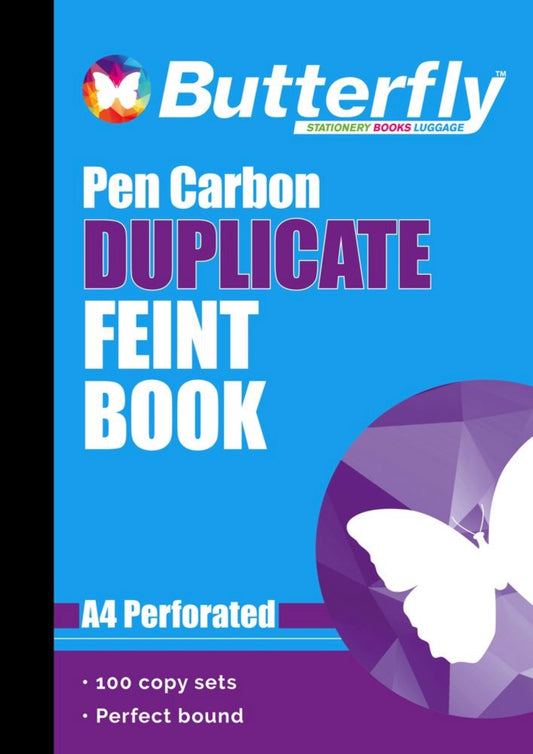 BUTTERFLY A4 FEINT DUPLICATE PEN CARBON BOOK