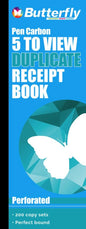 BUTTERFLY CASH RECEIPT 5 TO VIEW PEN CARBON BOOK