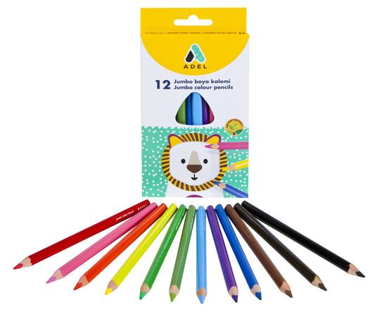 ADEL JUMBO TRIO COLOURED PENCILS -  12'S