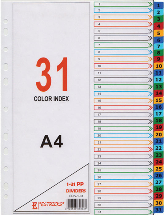 *ESTRICKS* 1-31 PVC DIVIDERS