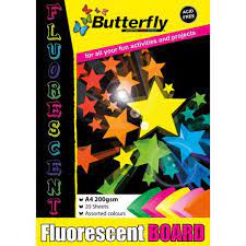 BUTTERFLY A4 FLUOROSCENT BOARD PAD 20 SHEETS