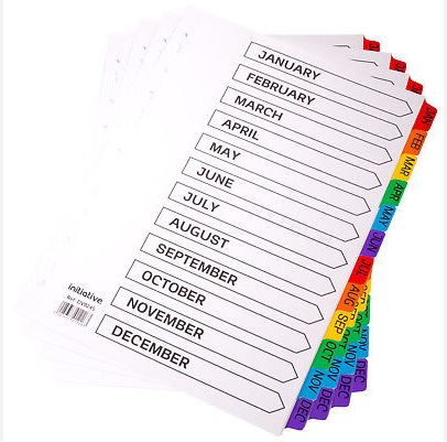 *ESTRICKS* JAN-DEC PVC DIVIDERS #EDIV-JA