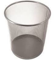 MESH WASTE PAPER BINS - ROUND SILVER