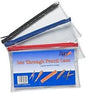 20 CM CLEAR PENCIL CASE WITH ZIP ASSORTED COLOURS