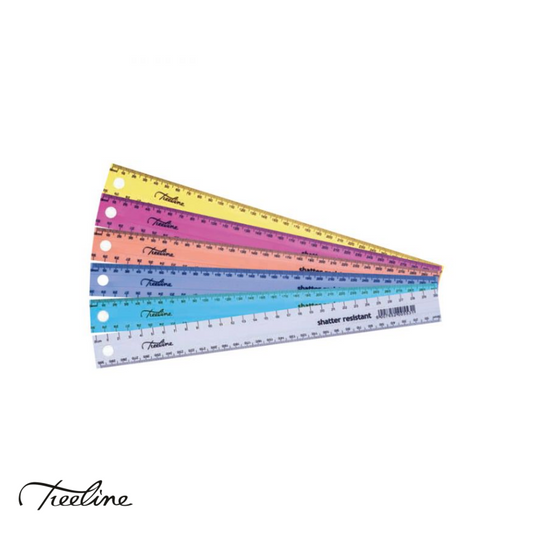 TREELINE 30CM PLASTIC RULER ASSORTED COLOURS