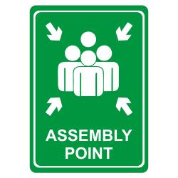 SIGN SYMBOLIC 297*210MM ASSEMBLY POINT GREEN ON WHITE ACP