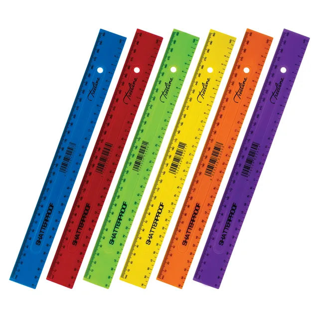 RULERS 30CM ASST COLOUR TREELINE S/PROOF