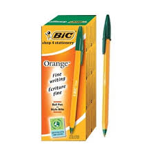 BIC ORANGE FINE GREEN *BOX OF 60'S*