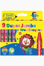 WAX CRAYONS LARGE JUMBO 11MM 10'S BANTEX