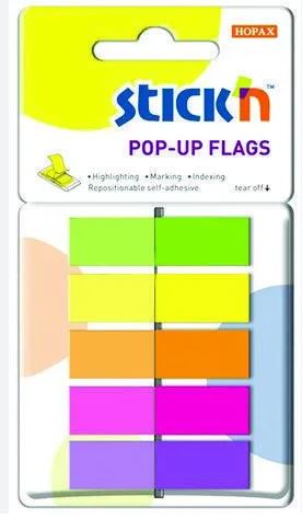 STICK'N POP-UP FLAGS 5's  NEON